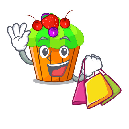 Shopping ice cream sundae cupcakes on character vector illustrationのイラスト素材