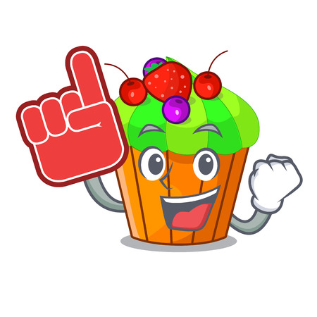 Foam finger tasty lemon capcake with cartoon funny vector illustrationのイラスト素材