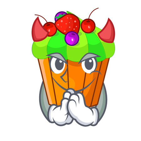 Devil black currant cupcake isolated on mascot vector illustrationのイラスト素材