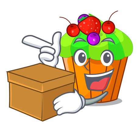 With box ice cream sundae cupcakes on character vector illustrationのイラスト素材