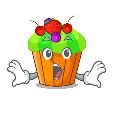 Surprised black currant cupcake isolated on mascot vector illustrationのイラスト素材