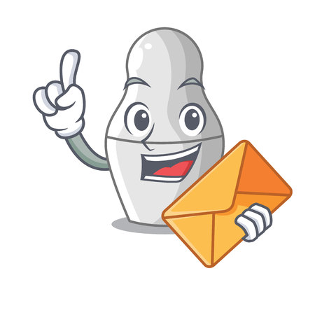 With envelope unpainted nested Russian dolls on cartoon vector illustrationのイラスト素材