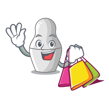 Shopping unpainted nested Russian dolls on cartoon vector illustrationのイラスト素材