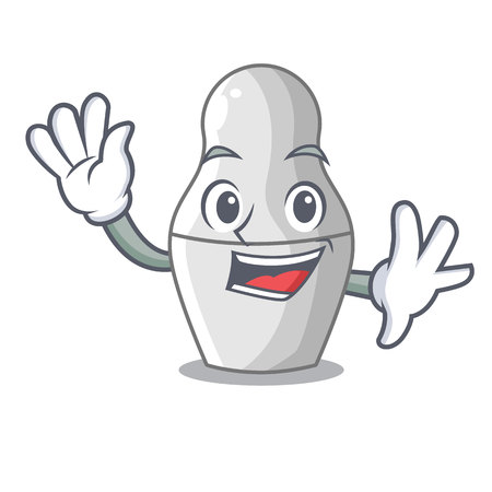 Waving unpainted nested Russian dolls on cartoon vector illustrationのイラスト素材