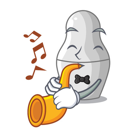 With trumpet cartoon nesting dolls which not painted vector illustrationのイラスト素材