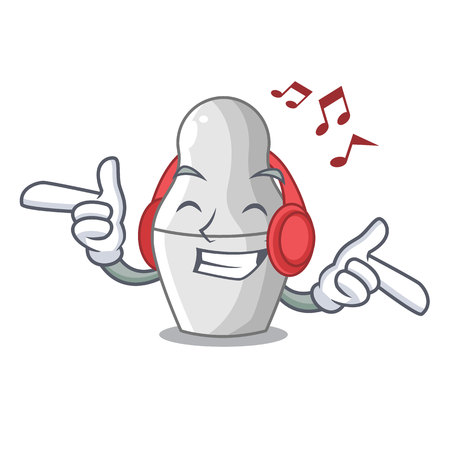 Listening music cartoon nesting dolls which not painted vector illustrationのイラスト素材