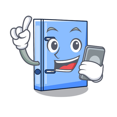 With phone office binder with on metal cartoon vector illustrationのイラスト素材