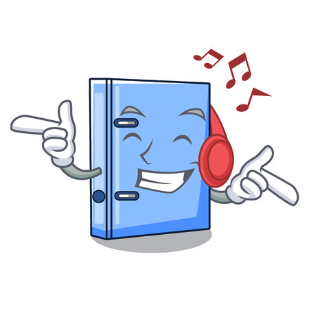 Listening music office binder mascot blank copy book vector illustrationのイラスト素材