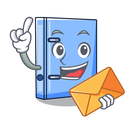 With envelope office binder with file character funny vector illustrationのイラスト素材