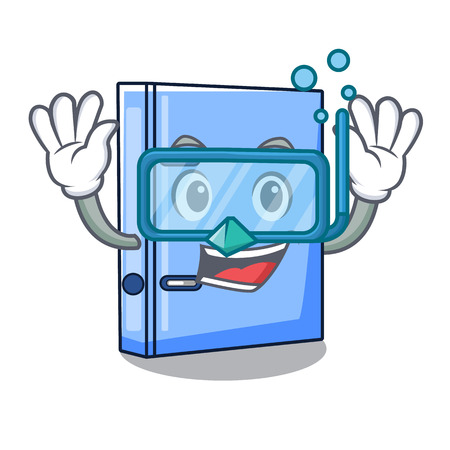 Diving office binder with file character funny vector illustrationのイラスト素材