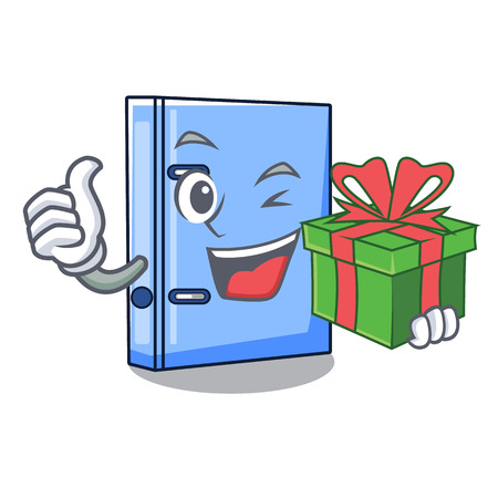 With gift office binder mascot blank copy book vector illustrationのイラスト素材