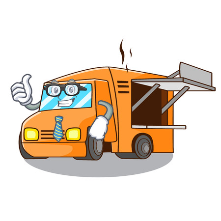 Businessman Food Truck with Isolated on mascot vector illustrationのイラスト素材