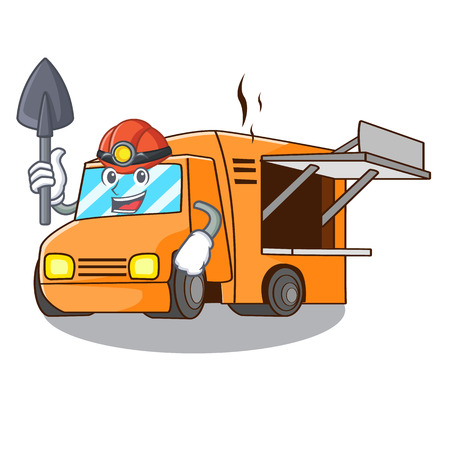 Miner food truck festival on shape cartoon vector illustrationのイラスト素材
