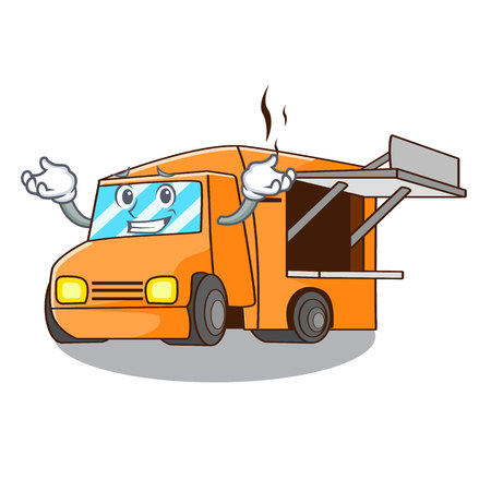 Grinning Food Truck with Isolated on mascot vector illustrationのイラスト素材