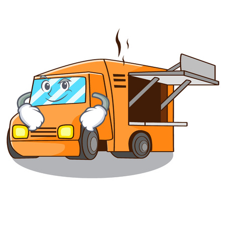 Smirking Food Truck with Isolated on mascot vector illustrationのイラスト素材