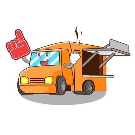 Foam finger character food truck with awning beautiful vector illustrationのイラスト素材