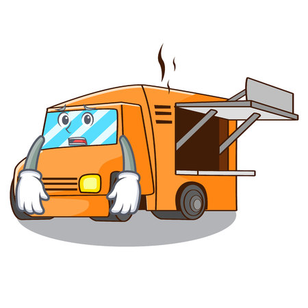 Afraid food truck festival on shape cartoon vector illustrationのイラスト素材