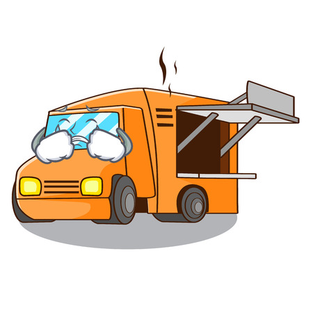 Crying food truck festival on shape cartoon vector illustrationのイラスト素材