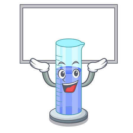 Up board graduated cylinder with on mascot liquid vector illustrationのイラスト素材