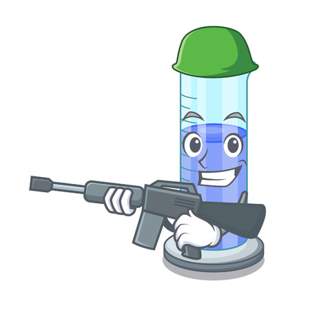 Army graduated cylinder with on mascot liquid vector illustrationのイラスト素材