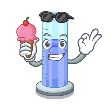 With ice cream graduated cylinder icon in outline character vector illustrationのイラスト素材