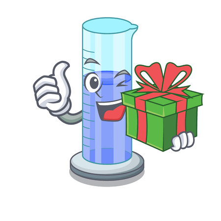 With gift graduated shaped cylinder Isolated on cartoon vector illustrationのイラスト素材