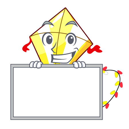 Grinning with board Kite cartoon fly away in sky vector illustrationのイラスト素材