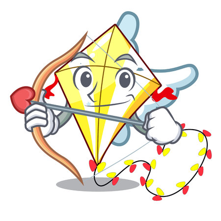 Cupid Kite cartoon fly away in sky vector illustrationのイラスト素材
