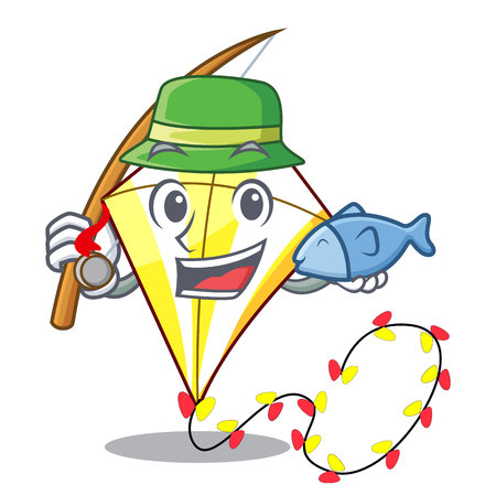 Fishing cute kite flying the on mascot vector illustrationのイラスト素材