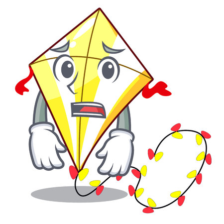 Afraid cute kite flying the on mascot vector illustrationのイラスト素材
