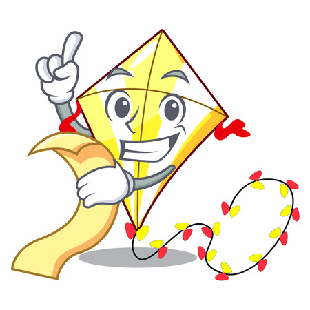With menu cute kite flying the on mascot vector illustrationのイラスト素材