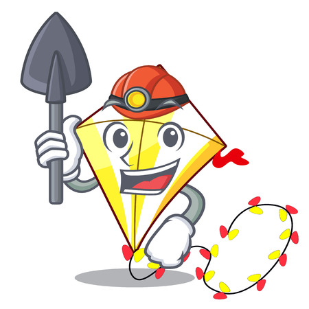 Miner cute kite flying the on mascot vector illustrationのイラスト素材