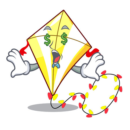 Money eye kite with on clouds shape character vector illustrationのイラスト素材