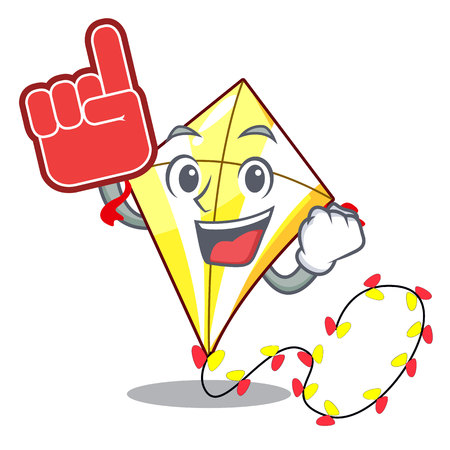 Foam finger kite with on clouds shape character vector illustrationのイラスト素材