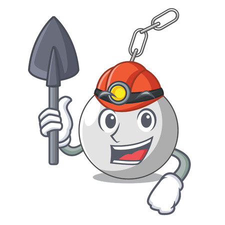 Miner wrecking ball isolated on a mascot vector illustrationのイラスト素材