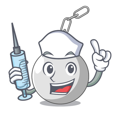 Nurse wrecking ball hanging from chain cartoon vector illustrationのイラスト素材