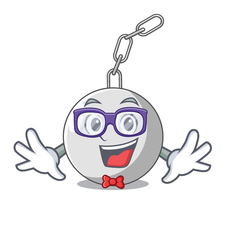 Geek wrecking ball hanging from chain cartoon vector illustrationのイラスト素材