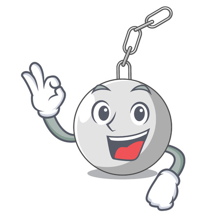 Okay wrecking ball hanging from chain cartoon vector illustrationのイラスト素材