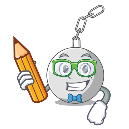 Student wrecking ball hanging from chain cartoon vector illustrationのイラスト素材