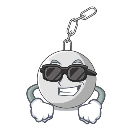 Super cool wrecking ball hanging from chain cartoon vector illustration