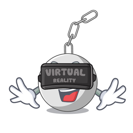 Virtual reality wrecking ball isolated on a mascot vector illustrationのイラスト素材