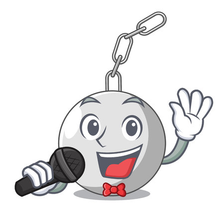Singing wrecking ball isolated on a mascot vector illustrationのイラスト素材