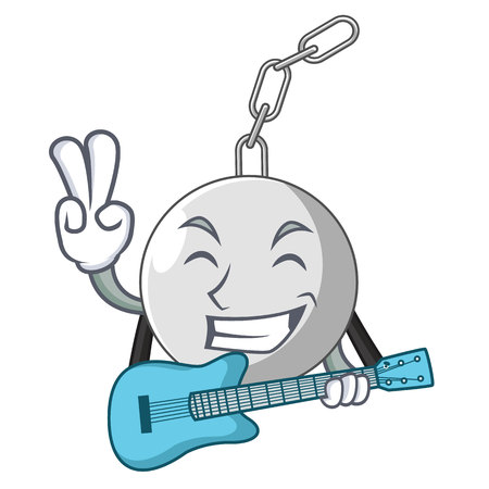 With guitar wrecking ball isolated on a mascot vector illustrationのイラスト素材