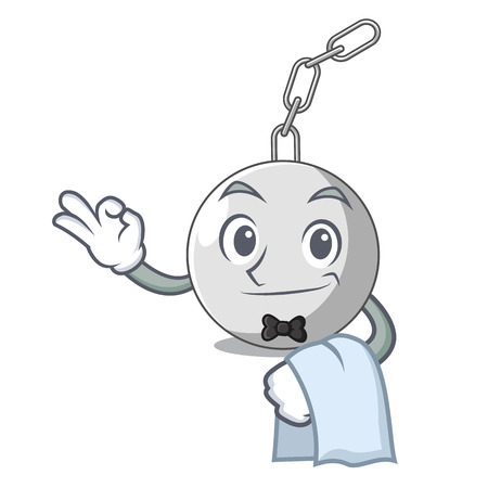 Waiter wrecking ball isolated on a mascot vector illustrationのイラスト素材