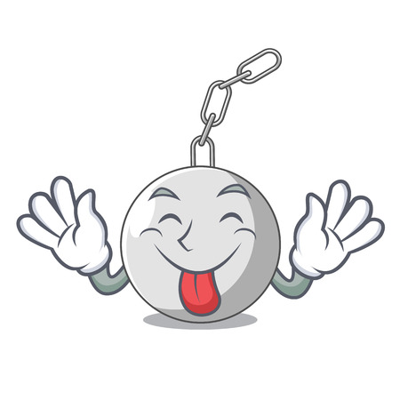 Tongue out wrecking ball attached character on hitting vector illustrationのイラスト素材