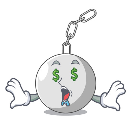 Money eye wrecking ball attached character on hitting vector illustrationのイラスト素材