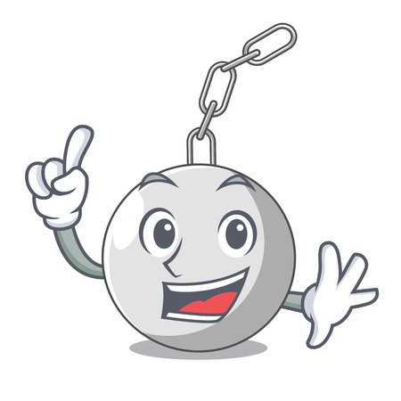 Finger wrecking ball attached character on hitting vector illustrationのイラスト素材