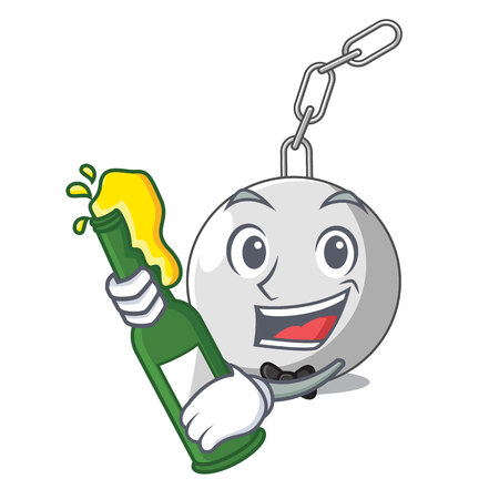 With beer wrecking ball attached character on hitting vector illustrationのイラスト素材