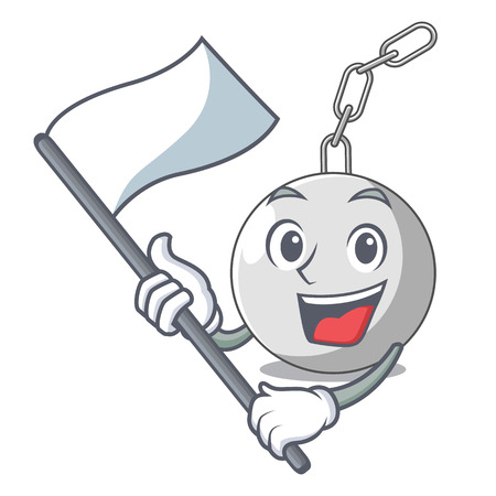 With flag wrecking ball attached character on hitting vector illustrationのイラスト素材