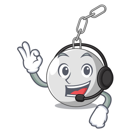 With headphone wrecking ball attached character on hitting vector illustrationのイラスト素材